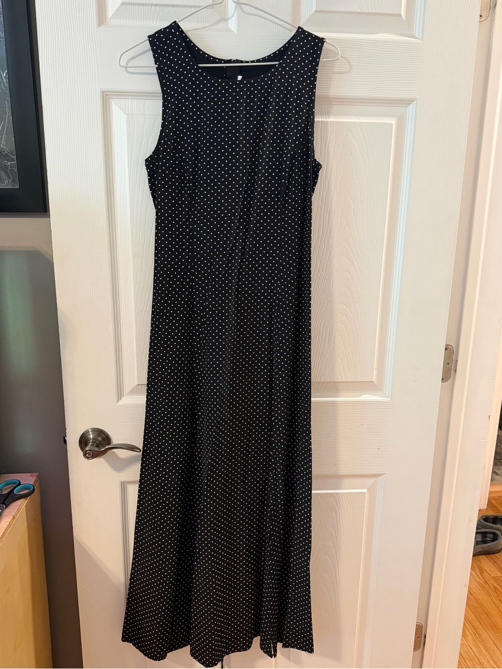 Jessica Black Maxi Dress with White Polka Dots